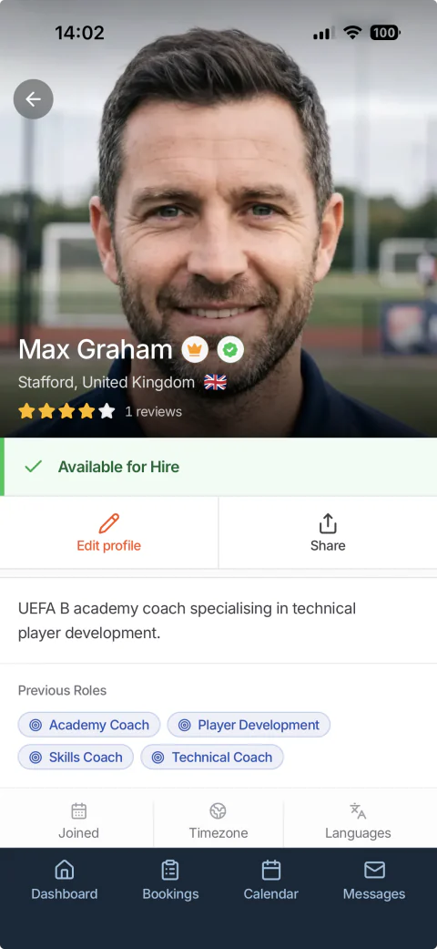 A live Service Provider profile on PitchGurus